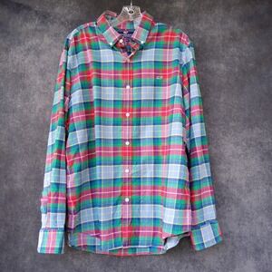 Vineyard Vines Mens Preppy Slim Fit Whale Shirt Plaid Button Down Coastal‎ Sz.L